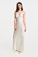Sable Silk Maxi Dress - White , THE WAY OF EMELIA 'da!