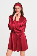 Amaya Silk Mini Kimono - Burgundy , THE WAY OF EMELIA 'da!
