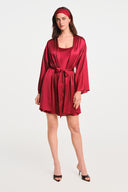 Amaya Silk Mini Kimono - Burgundy , THE WAY OF EMELIA 'da!