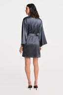 Amaya Silk Mini Kimono - Anthracite Grey , THE WAY OF EMELIA 'da!
