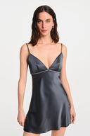 Fleur Silk Mini Dress - Anthracite Grey , THE WAY OF EMELIA 'da!