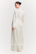 Emelia Silk Maxi Kimono With Lace Detail - White , THE WAY OF EMELIA 'da!