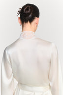 Emelia Silk Maxi Kimono With Lace Detail - White , THE WAY OF EMELIA 'da!