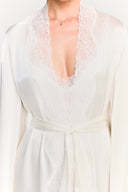 Emelia Silk Maxi Kimono With Lace Detail - White , THE WAY OF EMELIA 'da!