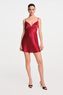 Fleur Silk Mini Dress - Burgundy , THE WAY OF EMELIA 'da!
