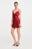Fleur Silk Mini Dress - Burgundy , THE WAY OF EMELIA 'da!