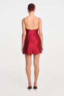 Fleur Silk Mini Dress - Burgundy , THE WAY OF EMELIA 'da!