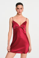 Fleur Silk Mini Dress - Burgundy , THE WAY OF EMELIA 'da!