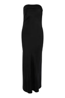 PURE BLACK SATIN MIDI DRESS / BLACK