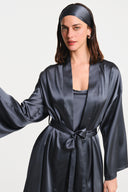 AMAYA SILK MINI KIMONO / ANTHRACITE GRAY