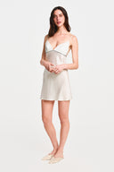 FLEUR SILK MINI DRESS / WHITE