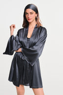 AMAYA SILK MINI KIMONO / ANTHRACITE GRAY