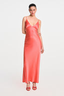 SABLE SILK MAXI DRESS / CORAL