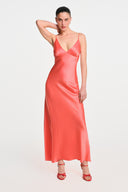 SABLE SILK MAXI DRESS / CORAL