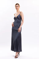 SABLE SILK MAXI DRESS / ANTHRACITE GREY