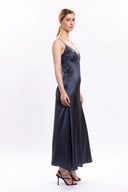 SABLE SILK MAXI DRESS / ANTHRACITE GREY