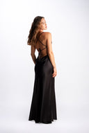 Sienna Deep-Backless Maxi Dress - Black