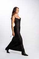 Sienna Deep-Backless Maxi Dress - Black