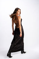 Sienna Deep-Backless Maxi Dress - Black